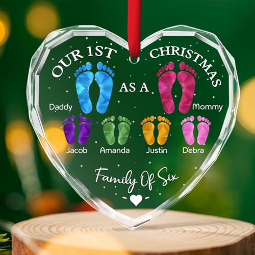 First Christmas As A Family of Three Personalized Glass Ornament