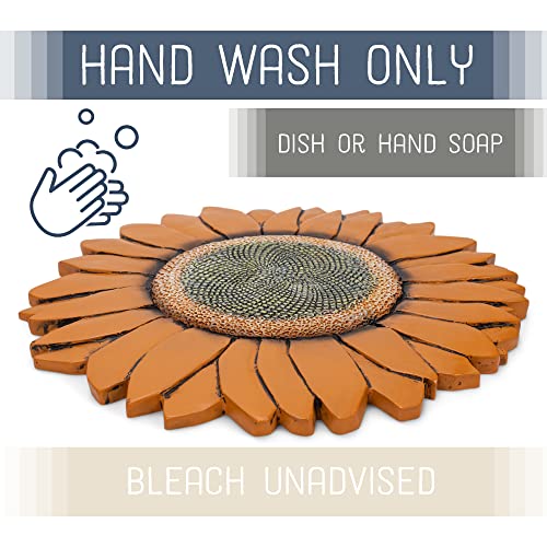 NAT & Jules Sunflower Shaped Dimensional Indoor Outdoor 12 inch Cast Resin Decorative Garden Stepping Stone