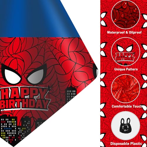 4Pcs 2in1 Spider Birthday Decorations Tablecloths (4 Count)