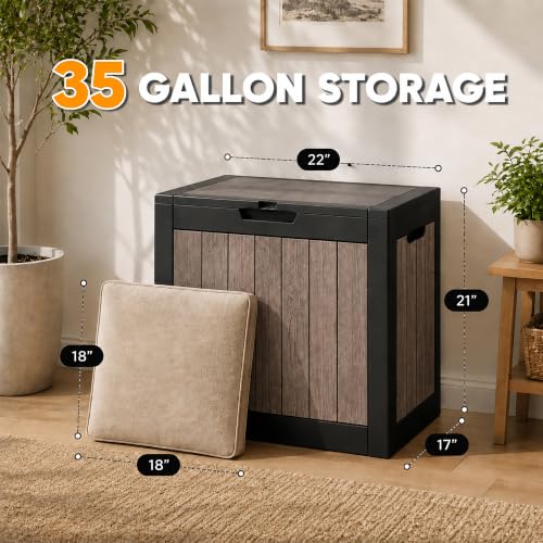 35 Gallon Outdoor Storage Box Waterproof Deck Box for Patio