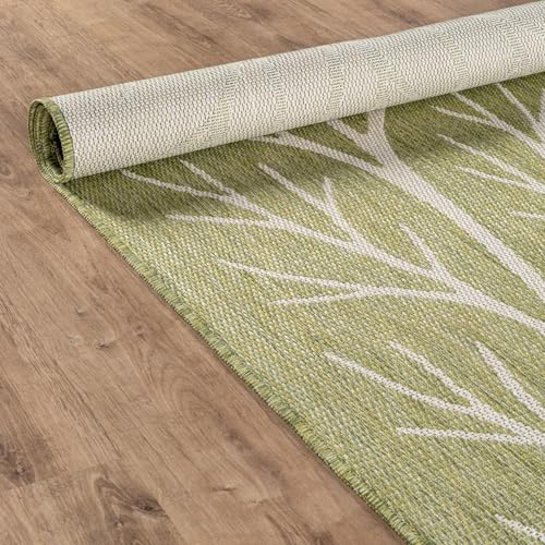 Washable Indoor Outdoor Rug 10x14 Modern Area Rugs Branch Pattern Non Shedding Waterproof Easy Clean Patio Deck Porch Living Room Bedroom Garden RV (140 Sq Ft)