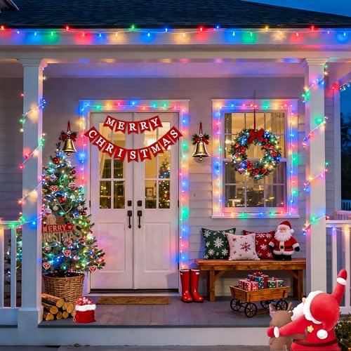 Multicolor Christmas Lights Battery Operated with 8 Modes Remote (100 Count)