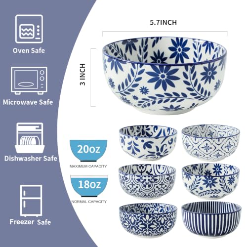 Ceramic Cereal Bowls Set of 6 (4 Count)