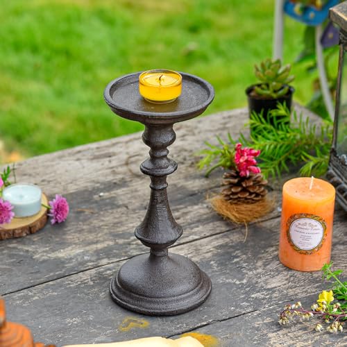 Rustic Cast Iron Pillar Candle Holder