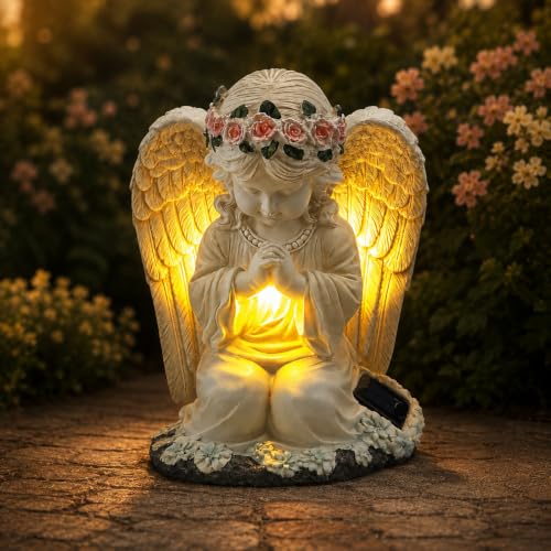Solar Garden Statues Outdoor Decor Angel with LED Light
