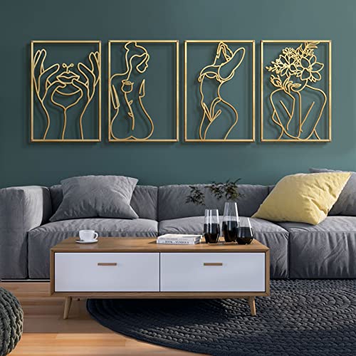 4 Pack Gold Wall Art Decor (4 Count)