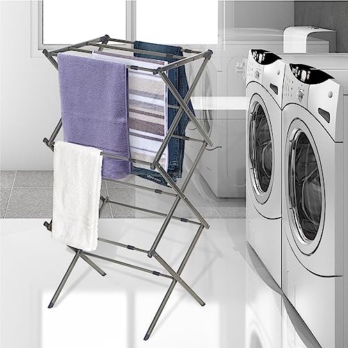 3 Tier Expandable Collapsing Foldable Laundry Rack for Air Drying Clothing