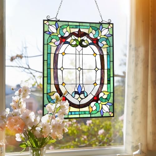 Dancing Style Stained Glass Window Hangings Panels 17" W x 22" H Fine Handicrafts Suncatcher Parents Gifts for Home Decor