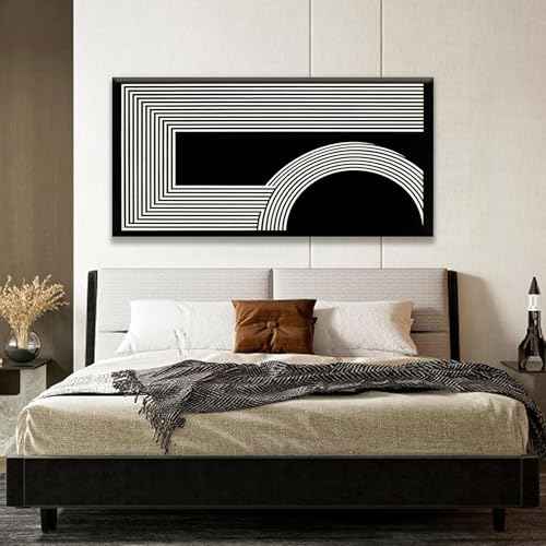 Canvas Art Wall Decor Modern Line Art Prints Black And White Abstract Art Print Painting Modern Artwork Decorations For Living Room Pictures For Bedroom Office Home Wall Decor 24 X 48 In