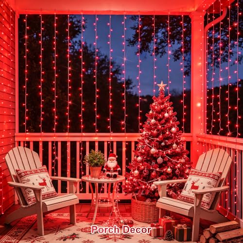 300LED Red Curtain Lights for Halloween Christmas Decor (9.8 Foot)