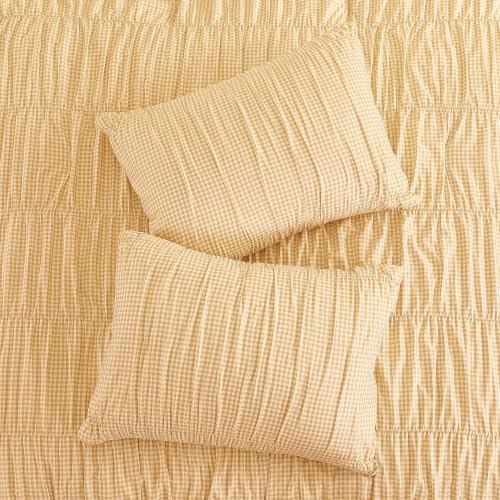 Yellow Gingham Queen Size Comforter Sets