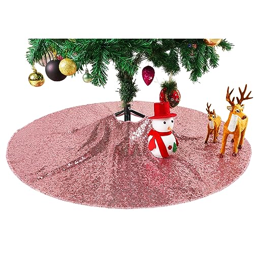 Sequin Tree Skirt 36 Inch Fuchsia Pink Ornament Christmas Decoration