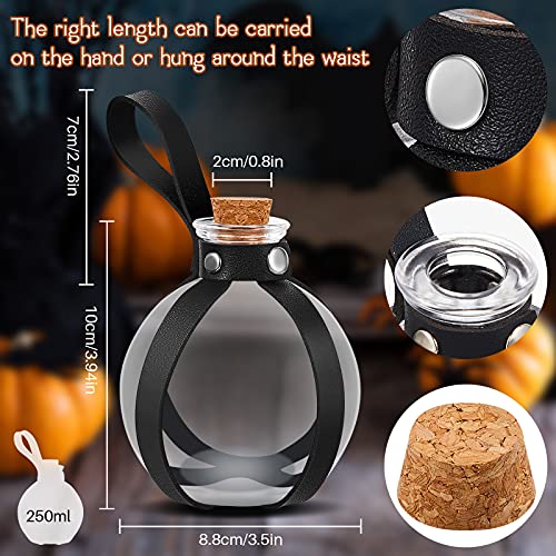 2 Pcs Halloween Glass Potion Bottles with Belt Cork Renaissance Witch Costume Accessories Witch Props Potion Bottle for Halloween Party Decor Cosplay DIY Crafts Gift (2 Count)