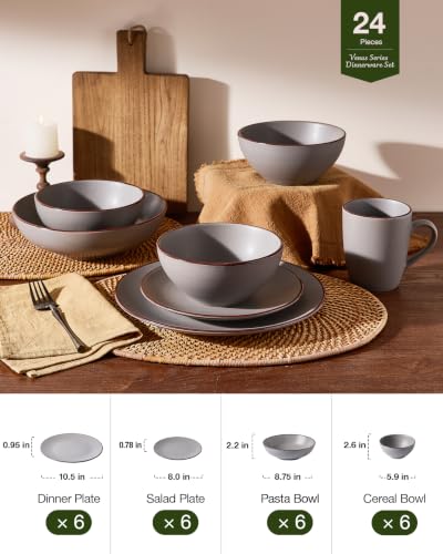 Venus Stoneware Dinnerware Sets with Pasta Bowls (24 Count)