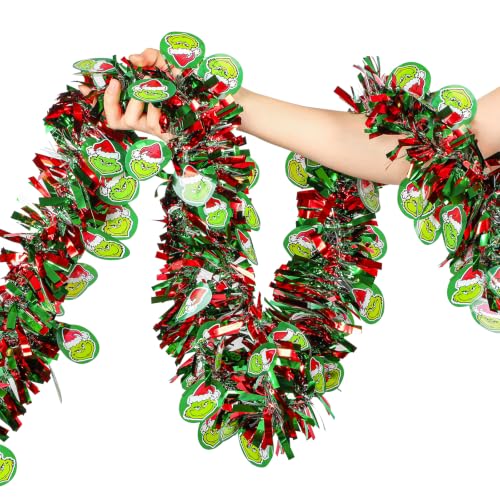 50 Feet Red Green Christmas Tinsel Garland (50 Foot)