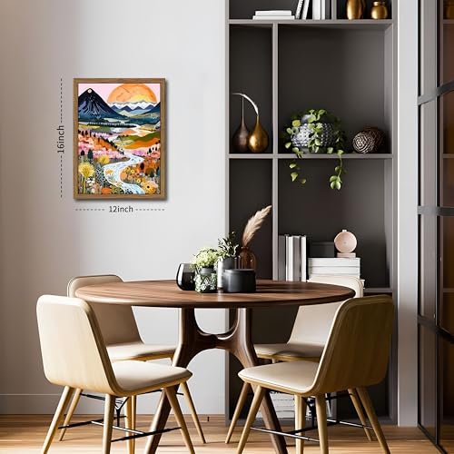 Wood Frame Boho Colorful Wall Art