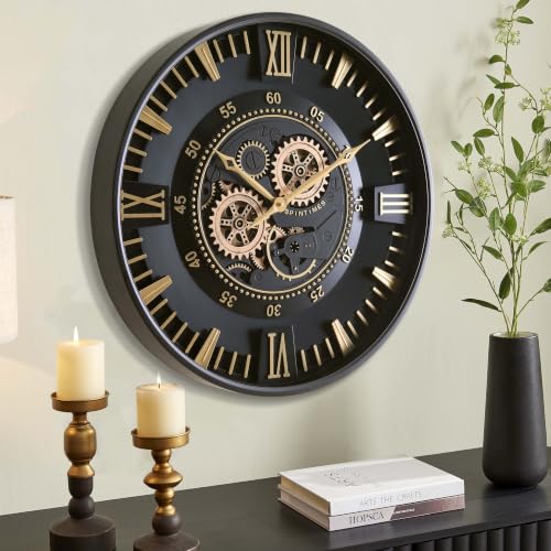 24 Inch Wall Clock with Moving Gears