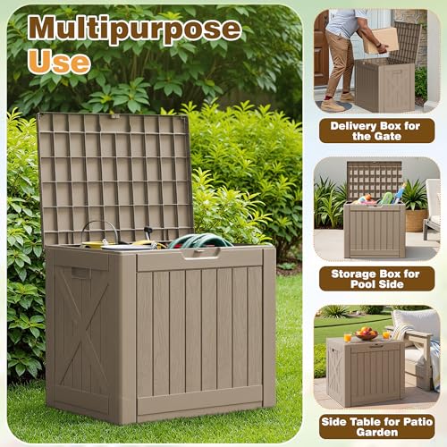 Resin Deck Box 40 Gallon Waterproof Outdoor Storage Box