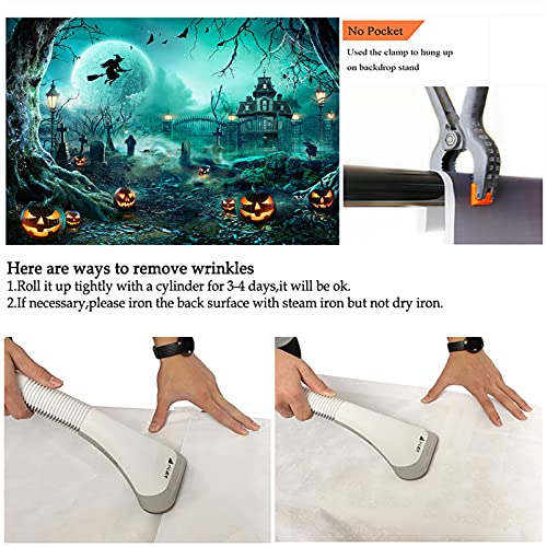 7x5ft Green Halloween Backdrop Spooky Photography Background