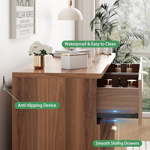 Fluted Dresser for Bedroom with 8 Drawers