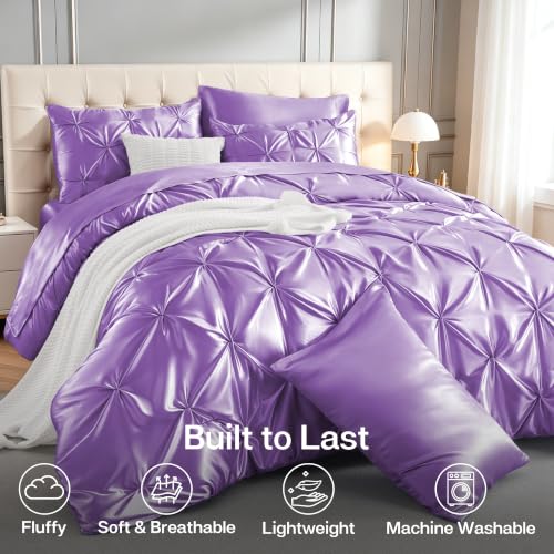 Satin Full Size Comforter Set Lavender