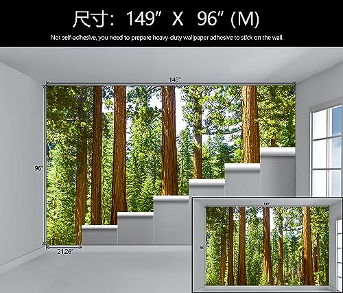 Redwood Forest Wallpaper Green Woodland Tree Wall Mural for Bedroom