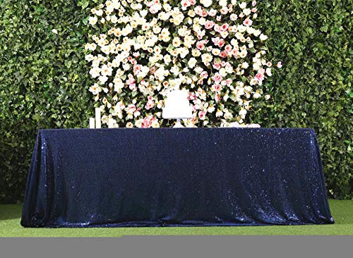 Sequin Tablecloth 60x102 Inch Navy Blue for Wedding Party