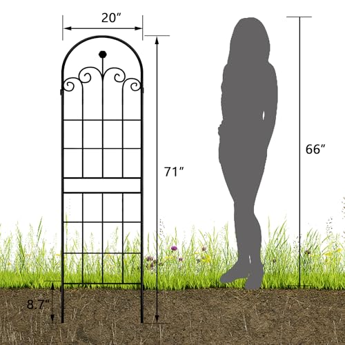 71x80in Rustic Iron Arch Decoration Garden Trellis with Black Metal Coating