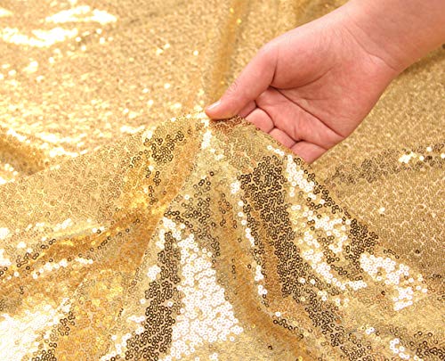 Sequin Tablecloth 90x156 Inch Gold for Wedding Party