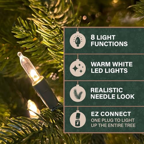 7.5 Ft. Carmel Pine Slim Artificial Christmas Tree with Warm White LED Lights and Stand