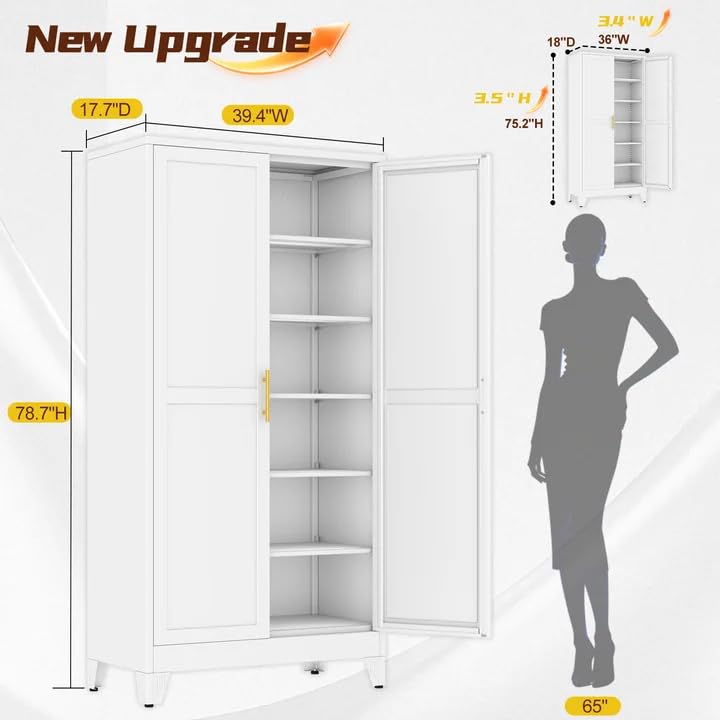 Metal 79“ Kitchen Pantry Cabinet
