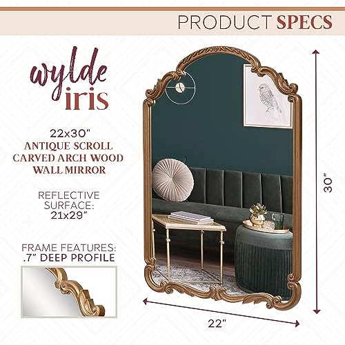 English Estate Carved Arch Wood Wall Mirror