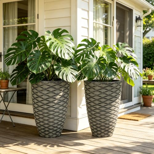 Autodaya 20" Tall Outdoor Planters Set of 2 Plant Pots (2 Count)