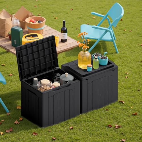30 Gallon Resin Deck Box 2 Pack Outdoor Indoor Waterproof Storage Box for Patio Furniture Pool Accessories Storage for Cushion Garden Tools