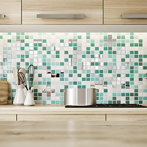 150 Pieces 1 Inch 3 Shapes Mirror Mosaic Tile Small Round Diamond Square Mini Mosaic Mirrors DIY Craft Glass Decorative for Projects Crafts Supplies