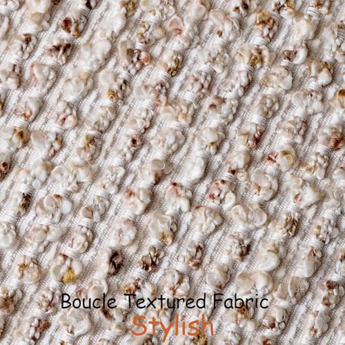 Striped Throw Pillow Covers 16x16 Set of 2 Beige Textured Boucle Chic Morden Boho Accent Farmhouse Square Decorative Couch Pillow Covers for Home Decor Bed Sofa Living Room (2 Count)