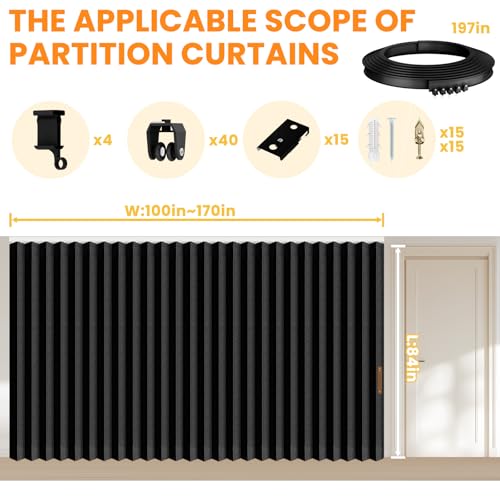 Room Divider Curtain Sets with Flexible Ceiling Track