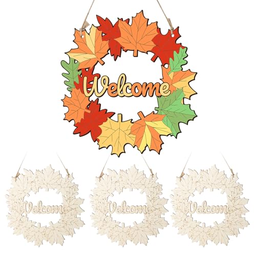 Unfinished Fall Wreaths Wood Crafts to Paint Set of 3 (3 Count)