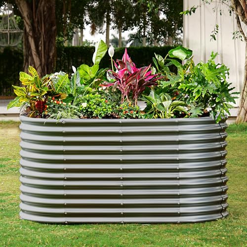 6x3x3ft Oval Galvanized Raised Garden Beds
