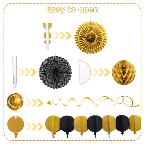 Black Gold Party Decorations (24 Count)