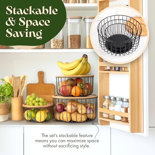 Fruit Basket for Kitchen Counter Set of 3 (3 Count)