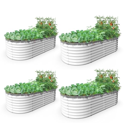 Anleolife 4 Bed 6x3x2ft Oval Galvanized Raised Garden Beds (4 Count)