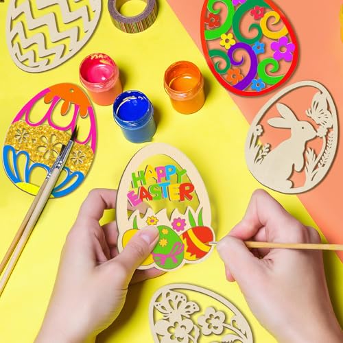 36PCS Wooden Easter Ornaments to Paint (36 Count)