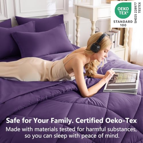 Queen Comforter Set 88"x88" Purple