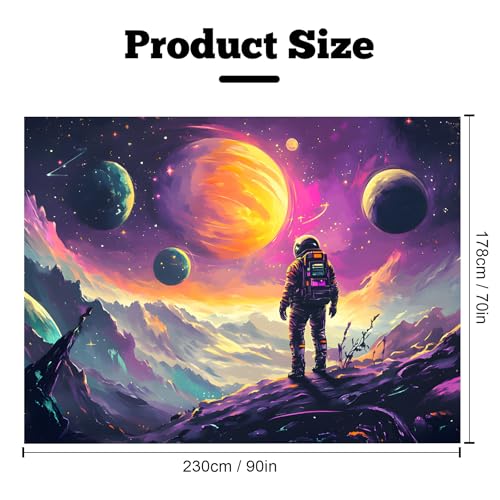Blacklight Space Astronaut Tapestry UV Reactive Galaxy Planet Glow in Dark Tapestries Black Light Poster Neon Wall Hanging Art for bedroom Living Room