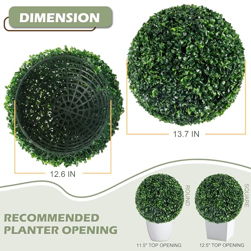 2 PCS 13.7 inch 2 Layers Artificial Plant Topiary Ball Faux Boxwood