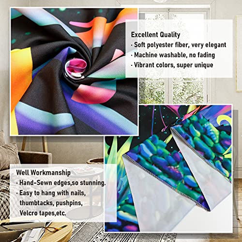 Blacklight Skull Tapestry Trippy Skeleton Wall Tapestries UV Reactive Neon Plants Trees Tapestries Aesthetic Galaxy Space Tapestry Wall Hanging for Bedroom Decor
