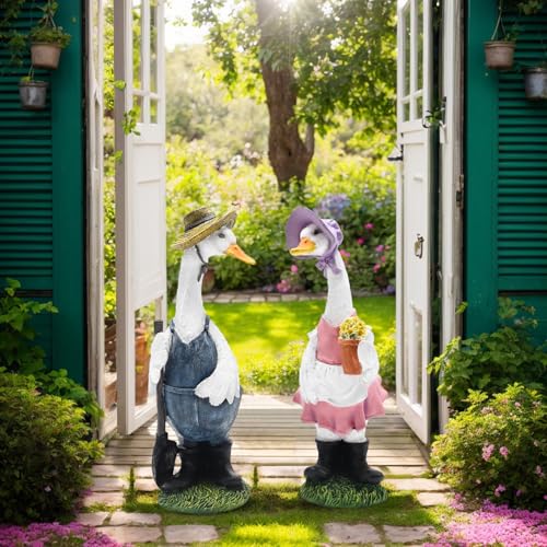 Large Porch Goose Statue Yard Concrete Geese Decor Garden Decorations (3 Count)