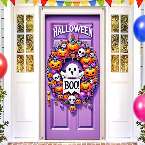 Halloween Door Cover Ghost Boo 12x47 Inch Polyester