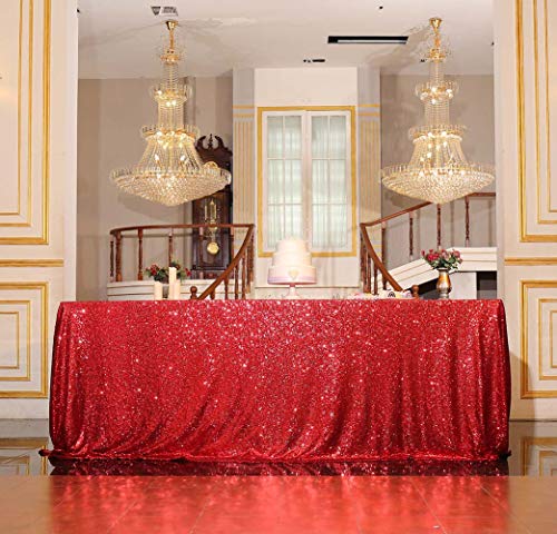 Sequin Tablecloth 90x156 Inch Red for Christmas Wedding Party